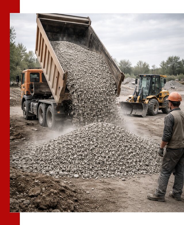 Доставка щебня в Каспийске крупными и мелкими фракциями