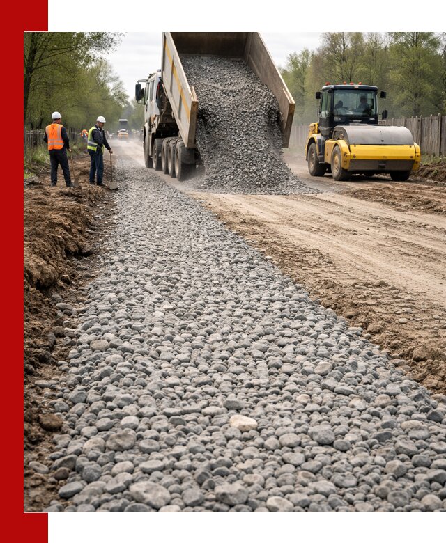 Доставка щебня для отсыпки дорог в Каспийске высокого качества