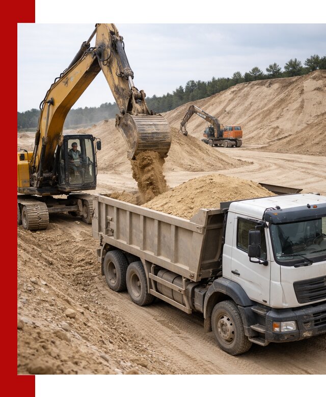 Доставка карьерного песка с самосвалами и разгрузкой в Каспийске