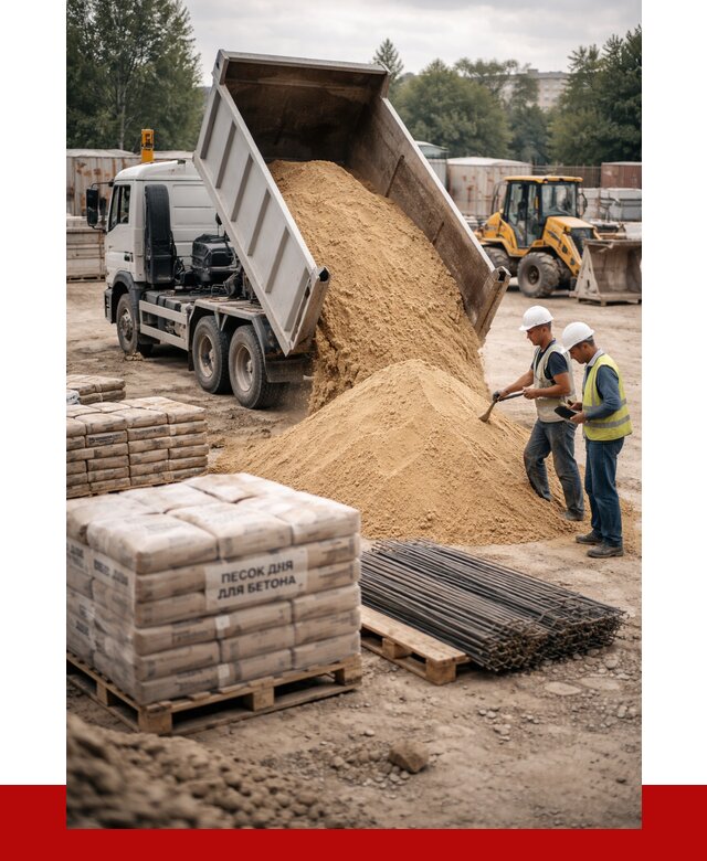 Песок для бетона в Каспийске от 2545 р. с доставкой, ПРОНЕРУДКсп