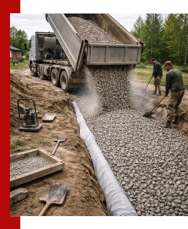 Гравий для дренажа с доставкой в Каспийске качественный и недорогой