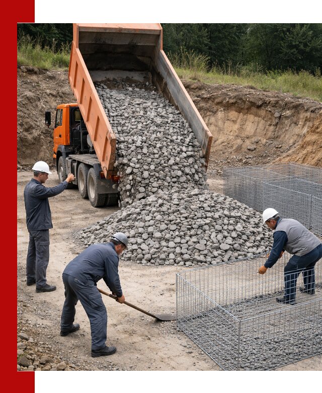 Камень для габионов с доставкой в Каспийске быстро и надёжно