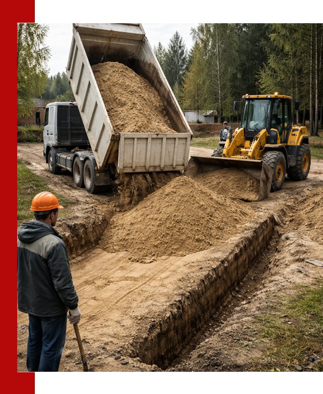 Доставка песчаного грунта в Каспийске для строительных работ