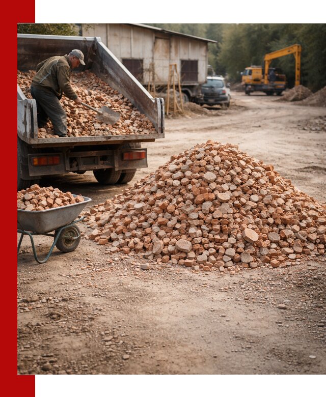 Доставка и подушка из боя кирпича с разгрузкой в Каспийске