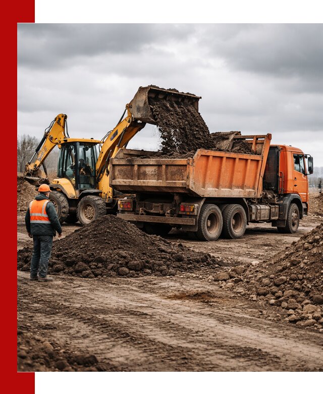 Вывоз грунта и строительного мусора в Каспийске грузовыми самосвалами